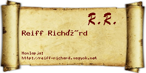Reiff Richárd névjegykártya